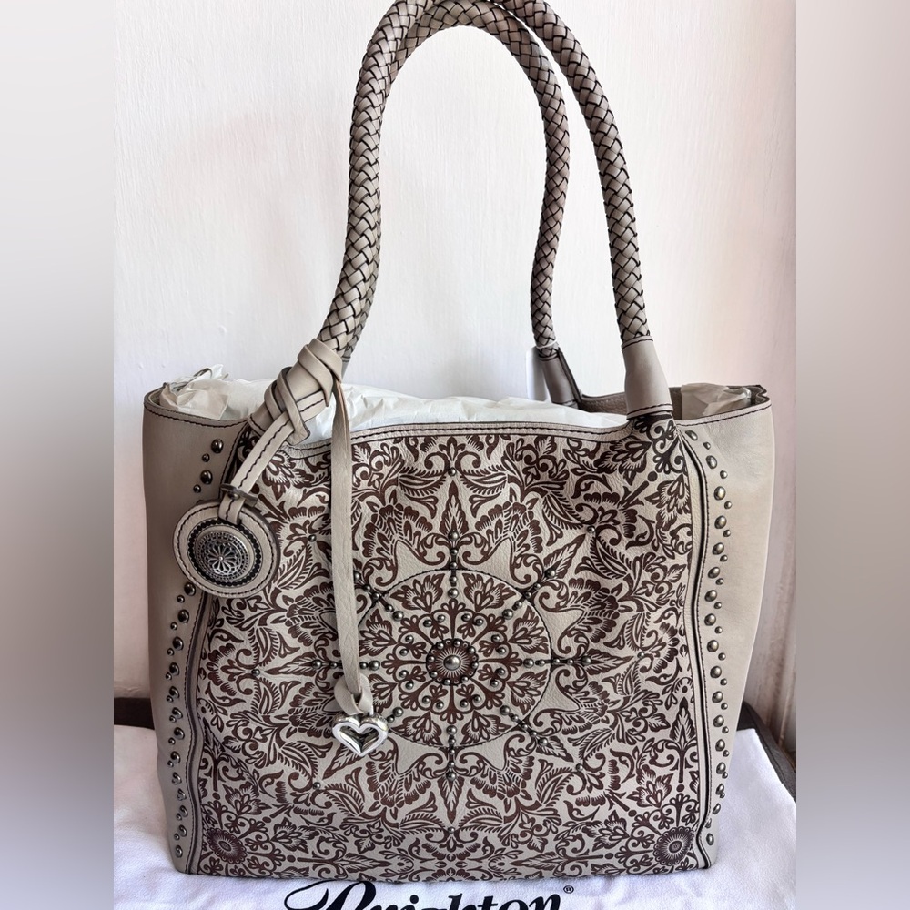 Brighton NWT Ferrara Nova Rafaela Beachwood Soft Leather Tote Boho Chic